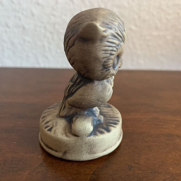 Vintage Mini Owl On A Log Ceramic Figure Brown Fall Decor 2.5” Tall - Picture 2 of 6
